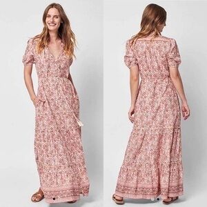 Faherty Orinda Maxi Dress EARTH BLOCK PRINT Large